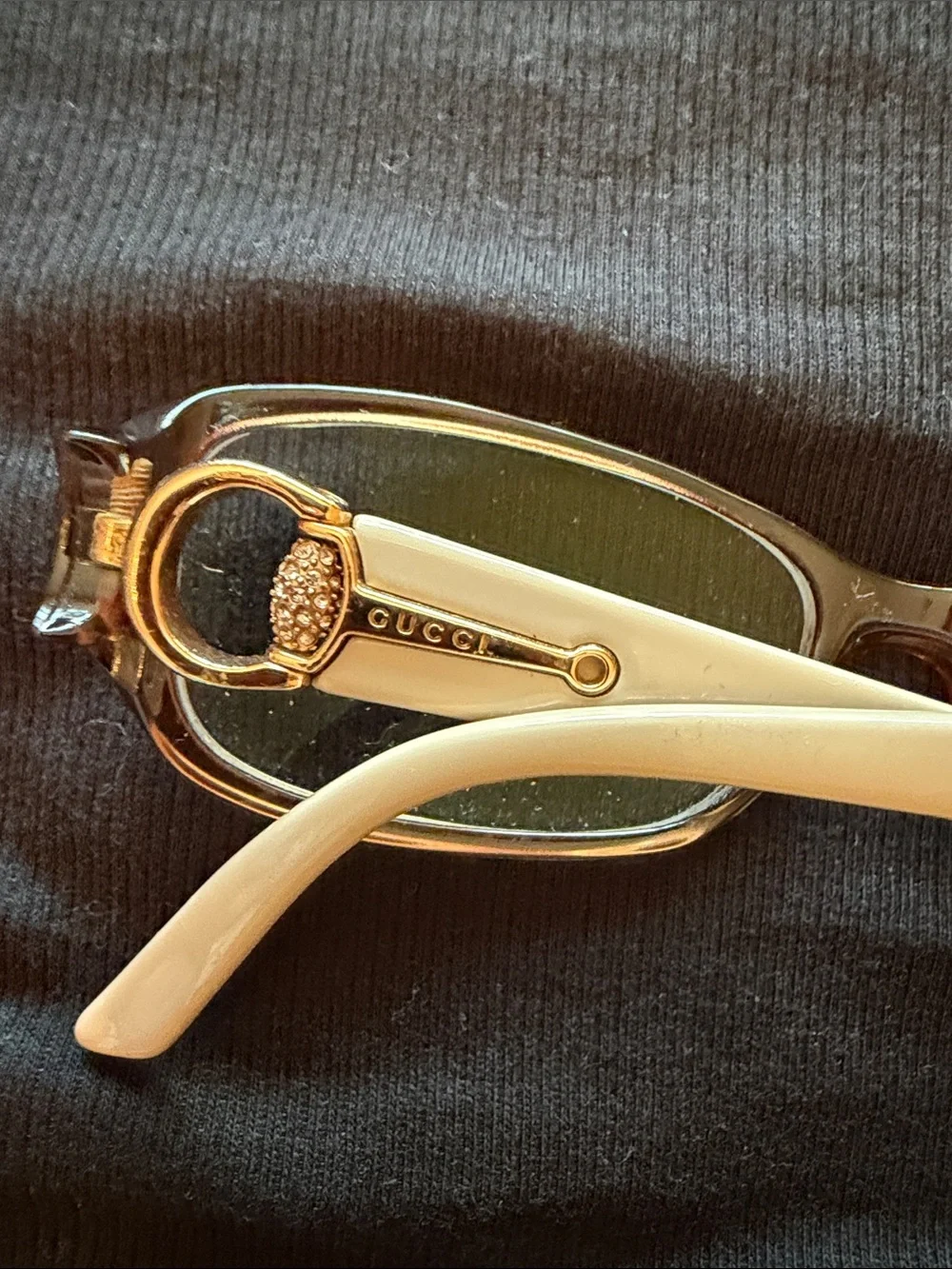 Gucci classic prescription glasses in brown and cream with crystals